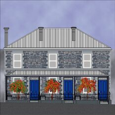 the drawing outlining the exterior restoration now complete
