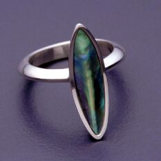 a paua shell and sterling silver ring, using the boat shape I am so fond of
