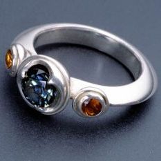 inspired by a natural form - a bluegum gumnut - silver ring with sapphire and topaz
